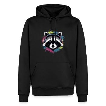 Cool Raccoon | Love of music - Men’s Premium Organic Hoodie - black - Front - Nico (187cm)