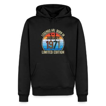 Legends Are Born In January 1971 Limited Edition - Männer Premium Bio Hoodie - Schwarz - Vorne - Nico (187cm)