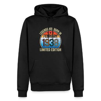 Legends Are Born In February 1938 Limited Edition - Männer Premium Bio Hoodie - Schwarz - Vorne - Nico (187cm)