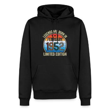 Legends Are Born In February 1952 Limited Edition - Men’s Premium Organic Hoodie - black - Front - Nico (187cm)