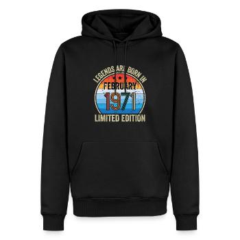 Legends Are Born In February 1971 Limited Edition - Männer Premium Bio Hoodie - Schwarz - Vorne - Nico (187cm)