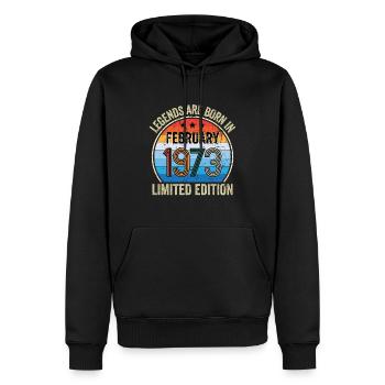 Legends Are Born In February 1973 Limited Edition - Männer Premium Bio Hoodie - Schwarz - Vorne - Nico (187cm)