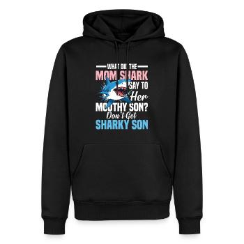What Did The Mom Shark Say - Männer Premium Bio Hoodie - Schwarz - Vorne - Nico (187cm)
