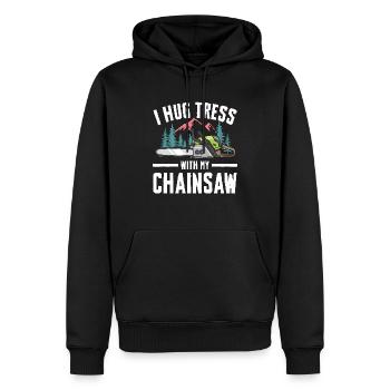 I Hug Trees With My Chainsaw - Männer Premium Bio Hoodie - Schwarz - Vorne - Nico (187cm)