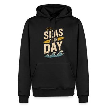 Seas the Day | Maritim & Lebensfreude - Männer Premium Bio Hoodie - Schwarz - Vorne - Nico (187cm)