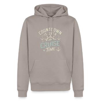 Cruise Time | Countdown | Kreuzfahrt - Männer Premium Bio Hoodie - Taupe - Vorne - Nico (187cm)
