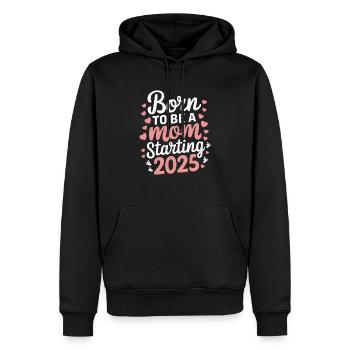 Née pour être maman à partir de 2025 - Sweat à capuche Premium bio Homme - noir - Devant - Nico (187cm)