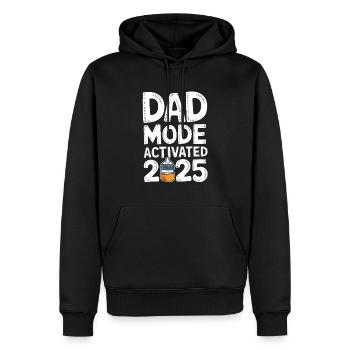 Mode papa activé 2025 - Sweat à capuche Premium bio Homme - noir - Devant - Nico (187cm)