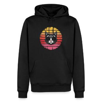 Chat avec des lunettes de soleil - Retro Vintage Sunset - Sweat à capuche Premium bio Homme - noir - Devant - Nico (187cm)