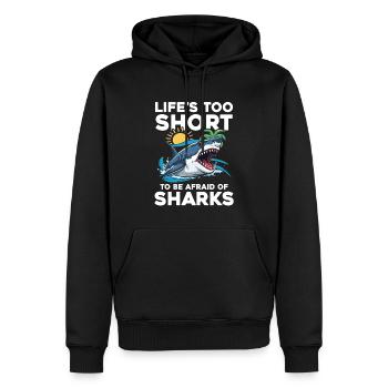 Life's Too Short To Be Afraid Of Sharks - Männer Premium Bio Hoodie - Schwarz - Vorne - Nico (187cm)