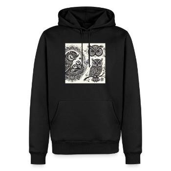 EULE III - Männer Premium Bio Hoodie - Schwarz - Vorne - Nico (187cm)