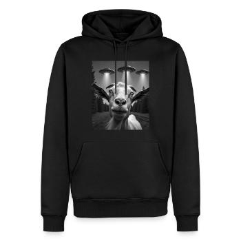 OVNI Chèvre Drôle - Sweat à capuche Premium bio Homme - noir - Devant - Nico (187cm)