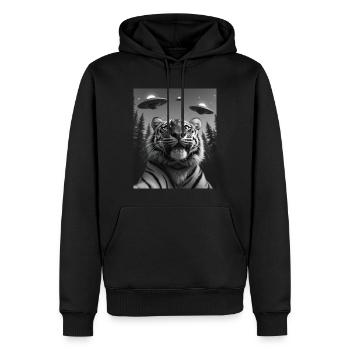 OVNI Drôle de tigre - Sweat à capuche Premium bio Homme - noir - Devant - Nico (187cm)