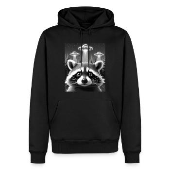 OVNI drôle de raton laveur - Sweat à capuche Premium bio Homme - noir - Devant - Nico (187cm)