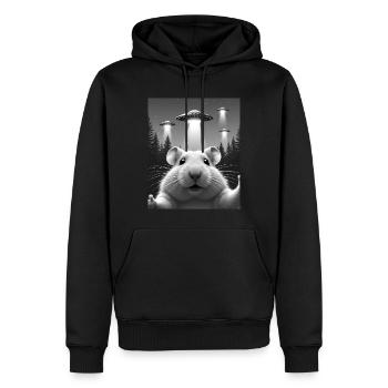 OVNI drôle de hamster - Sweat à capuche Premium bio Homme - noir - Devant - Nico (187cm)