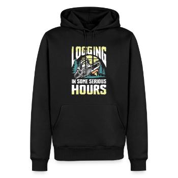 Logging In Some Serious Hours - Männer Premium Bio Hoodie - Schwarz - Vorne - Nico (187cm)