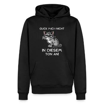 Ne me regarde pas sur ce ton - Cat - Sweat à capuche Premium bio Homme - noir - Devant - Nico (187cm)