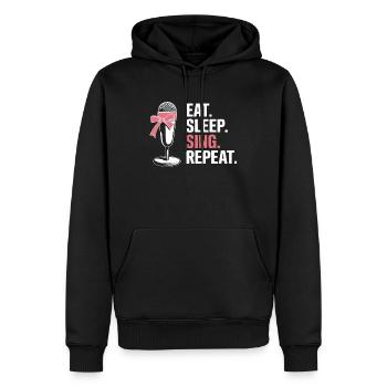 Manger Dormir Chanter Répéter - Sweat à capuche Premium bio Homme - noir - Devant - Nico (187cm)