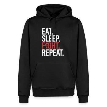Eat Sleep Fight Repeat - Men’s Premium Organic Hoodie - black - Front - Nico (187cm)