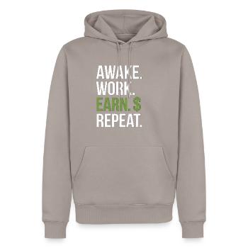 Travail éveillé Gagner Répéter - Sweat à capuche Premium bio Homme - taupe - Devant - Nico (187cm)