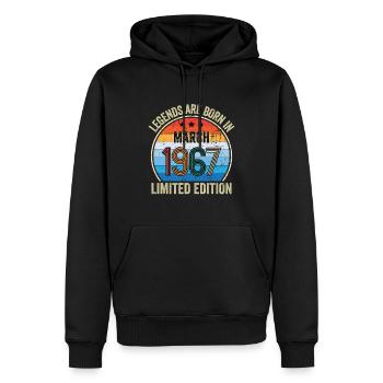 Legends Are Born In March 1967 Limited Edition - Männer Premium Bio Hoodie - Schwarz - Vorne - Nico (187cm)