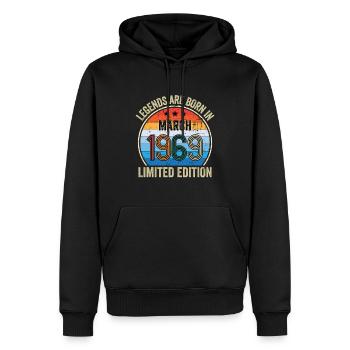Legends Are Born In March 1969 Limited Edition - Männer Premium Bio Hoodie - Schwarz - Vorne - Nico (187cm)