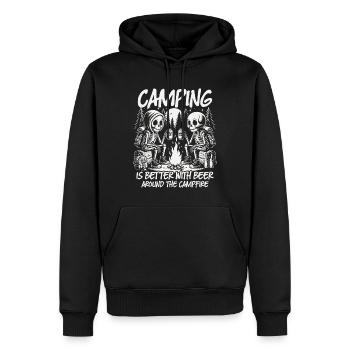 Camping is better with beer around the campfire - Männer Premium Bio Hoodie - Schwarz - Vorne - Nico (187cm)