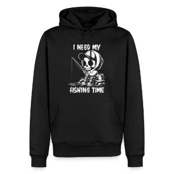 I need my fishing time - Männer Premium Bio Hoodie - Schwarz - Vorne - Nico (187cm)