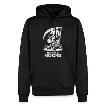 Need a break need a coffee - Männer Premium Bio Hoodie - Schwarz - Vorne - Nico (187cm)