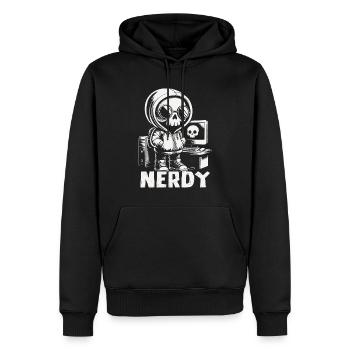 Nerdy - Männer Premium Bio Hoodie - Schwarz - Vorne - Nico (187cm)