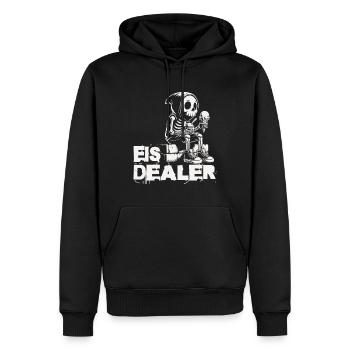 Eis Dealer - Männer Premium Bio Hoodie - Schwarz - Vorne - Nico (187cm)