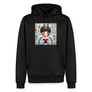 Engel mit Herz - Männer Premium Bio Hoodie - Schwarz - Vorne - Nico (187cm)