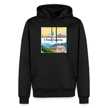 WUNDERSCHÖN ÖSTERREICH - Männer Premium Bio Hoodie - Schwarz - Vorne - Nico (187cm)