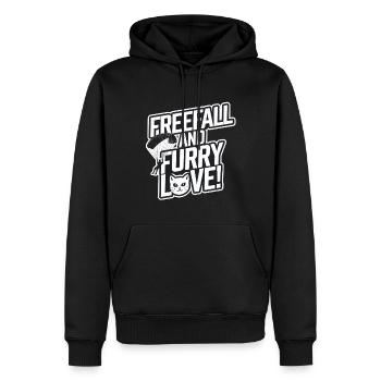 Skydive Cat | Skydiving Gift - Men’s Premium Organic Hoodie - black - Front - Nico (187cm)