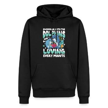 Swimming With The Dolphins - Männer Premium Bio Hoodie - Schwarz - Vorne - Nico (187cm)