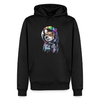 Astronaut Corgi Hund Abenteuer Spaß - Männer Premium Bio Hoodie - Schwarz - Vorne - Nico (187cm)