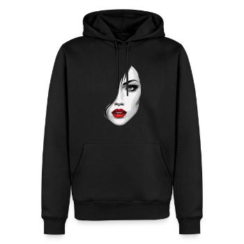 Belle Femme Visage Esthétique Art avec Lèvres Rouges - Sweat à capuche Premium bio Homme - noir - Devant - Nico (187cm)