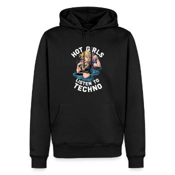 Les filles qui aiment écouter de la musique techno et - Sweat à capuche Premium bio Homme - noir - Devant - Nico (187cm)