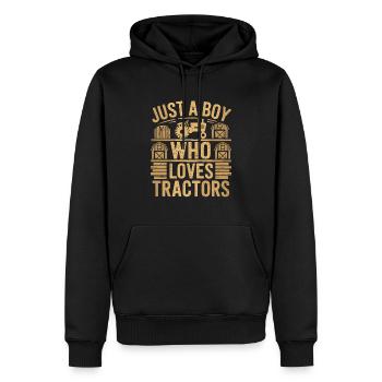 Juste un garçon qui aime les tracteurs et qui est - Sweat à capuche Premium bio Homme - noir - Devant - Nico (187cm)