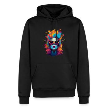 Art féminin fascinant avec des couleurs et une ville - Sweat à capuche Premium bio Homme - noir - Devant - Nico (187cm)