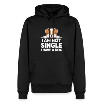 Je ne suis pas célibataire, j’ai un chien... - Sweat à capuche Premium bio Homme - noir - Devant - Nico (187cm)