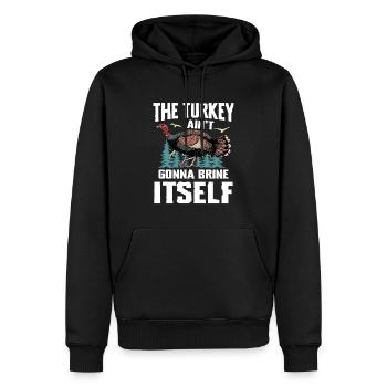 Aventure de chasse à la dinde : Je veux juste chasser la dinde - Sweat à capuche Premium bio Homme - noir - Devant - Nico (187cm)