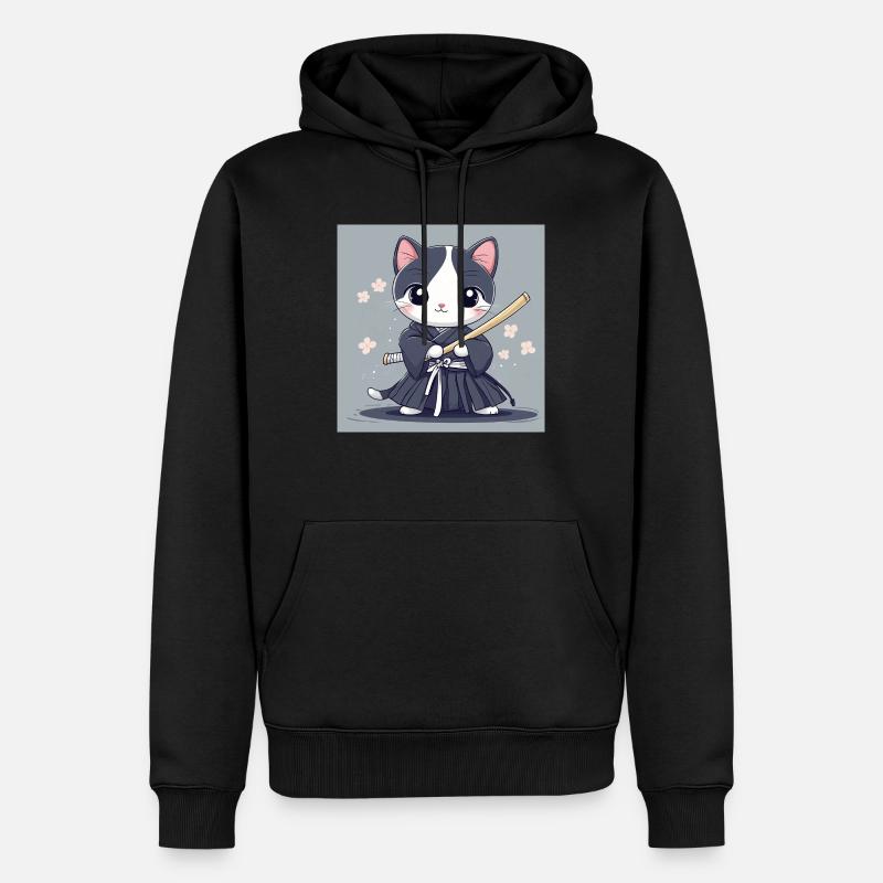 Kendo Katze - Männer Premium Bio Hoodie - Schwarz