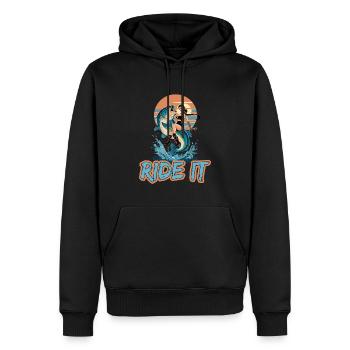 Ride It Fishing Aventure de pêche - Sweat à capuche Premium bio Homme - noir - Devant - Nico (187cm)