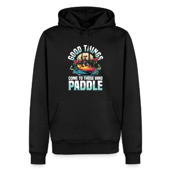 Gute Dinge Kommen Zu Denen Die Paddeln - Männer Premium Bio Hoodie - Schwarz - Vorne - Nico (187cm)