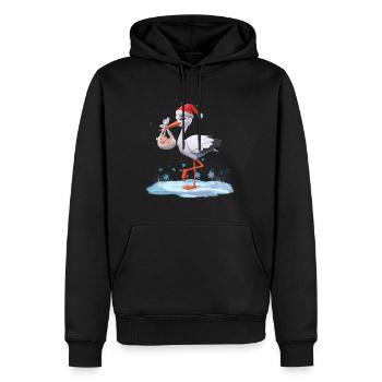 Weihnachtsstorch Mit Baby Geburt Weihnachtsfreude - Männer Premium Bio Hoodie - Schwarz - Vorne - Nico (187cm)