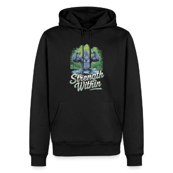 Kraft In Dir: Entdecke Die Stärke Des Gorillas In - Männer Premium Bio Hoodie - Schwarz - Vorne - Nico (187cm)