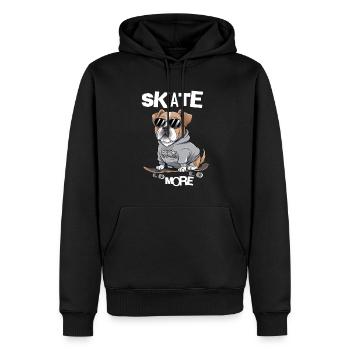 Skate Bulldog | Lustiges Skateboard Hund Motiv - Männer Premium Bio Hoodie - Schwarz - Vorne - Nico (187cm)