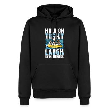 Rafting Abenteuer: Halte Dich Fest, Lache Noch - Männer Premium Bio Hoodie - Schwarz - Vorne - Nico (187cm)