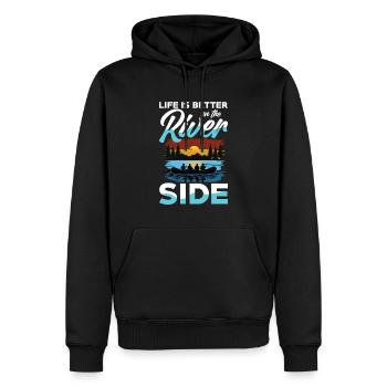 Das Leben Ist Besser Am Fluss Beim Rafting - Männer Premium Bio Hoodie - Schwarz - Vorne - Nico (187cm)